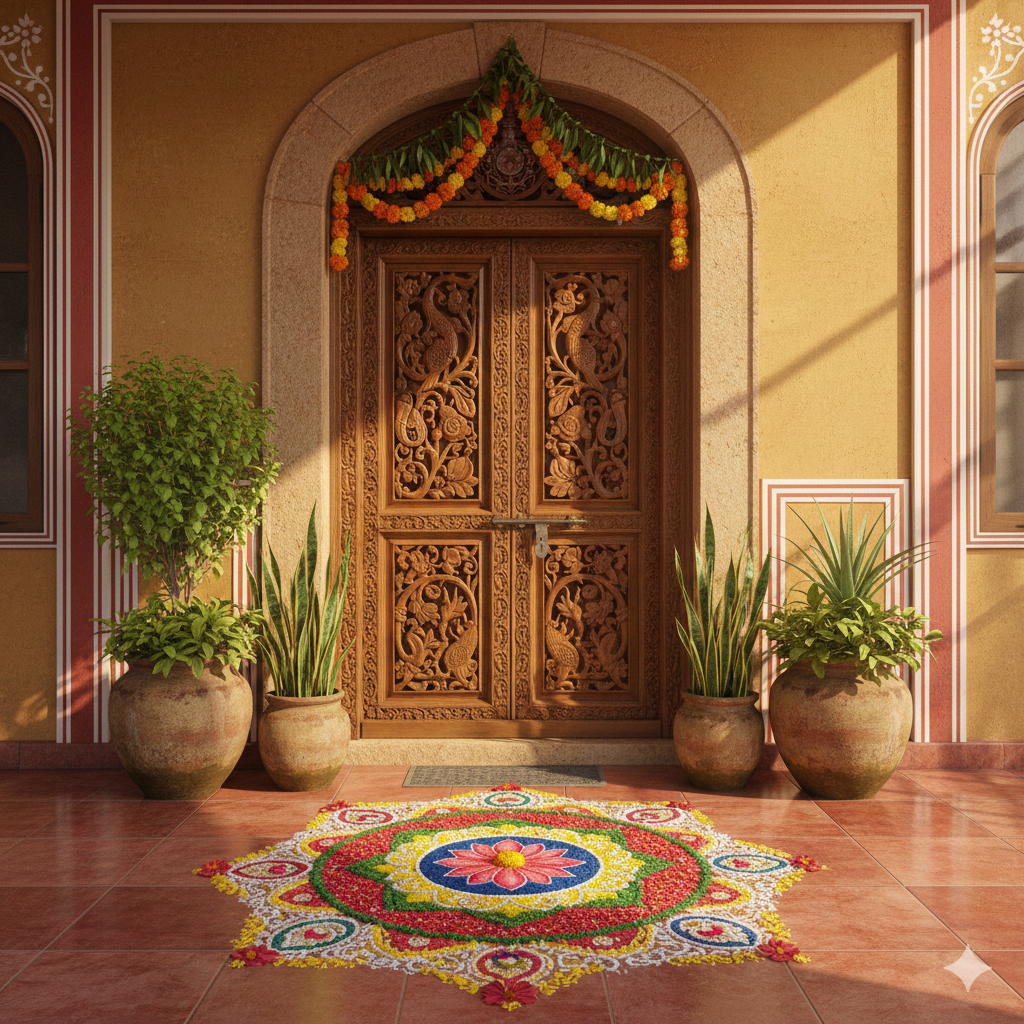 Traditional Indian Home Entrance Designed for Vastu Shastra